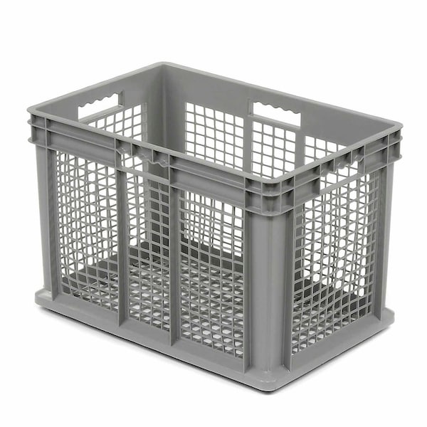 Global Industrial Mesh Straight Wall Storage Container, 23-3/4 in L x 15-3/4 in W x 16-1/8 in H, Gray, Polyethylene 662114 - main